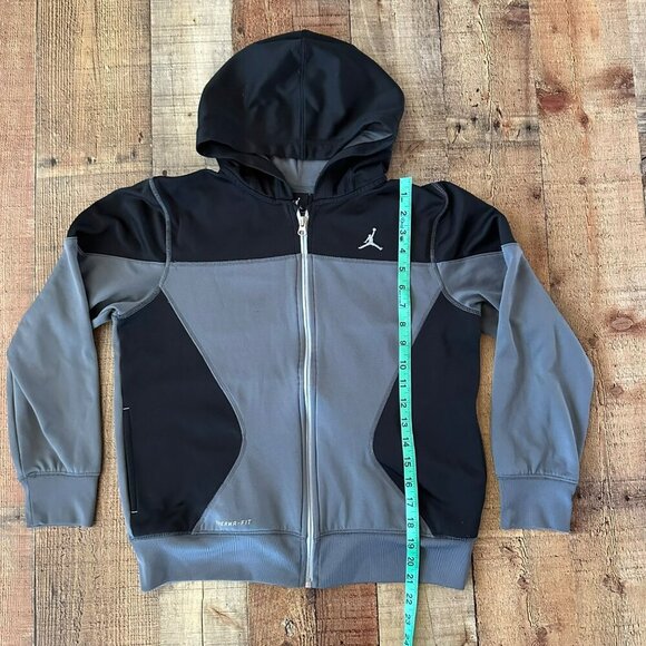 Nike Air Jordan Boys Hoodie Black & Gray Zip-Up Size L 10-12Y - Picture 3 of 11